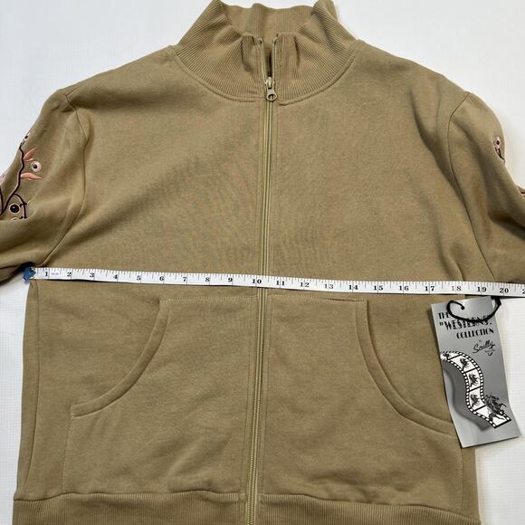 Scully Jacket Womens Medium Khaki Westerns Collection Embroidered Floral Zip Up - Picture 7 of 11